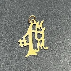 AJ 14K Yellow Gold .45 #1 MOM‎ Vintage Charm Pendant Special Gift